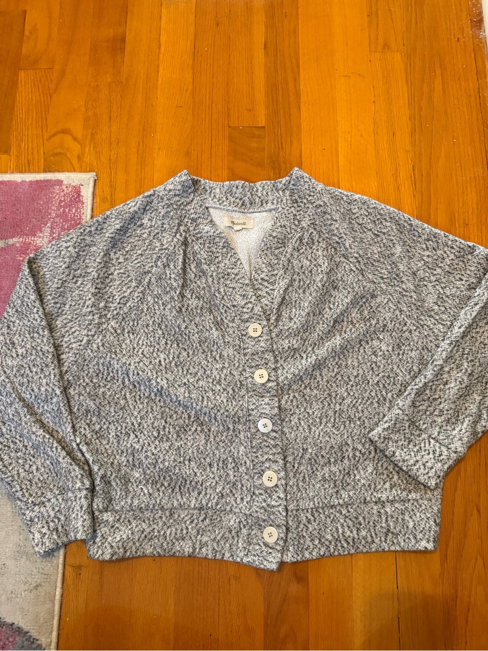 Madewell Gray Marled Button Cardigan